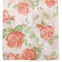Orangefarbener Duschvorhang Rose