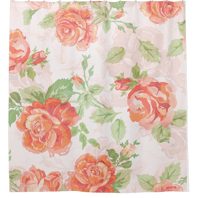 Orangefarbener Duschvorhang Rose (Vorderseite)