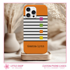 Orangefarbener Farbblock mit schwarzen Streifen un Case-Mate iPhone Hülle