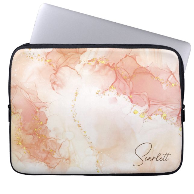 Orangefarbener Glitzer für Aquarellfarben Laptopschutzhülle (Vorderseite)