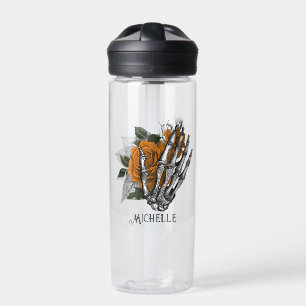Orangefarbener Gothischer Schädel Trinkflasche