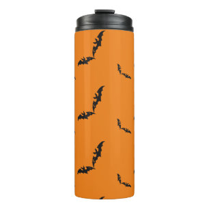 Orangefarbener Halloween/Fledermaus Thermosbecher