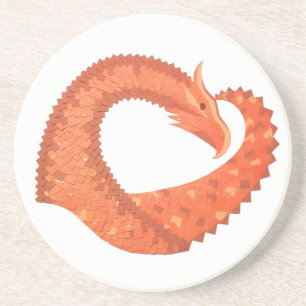 Orangefarbener Herzdrache Getränkeuntersetzer