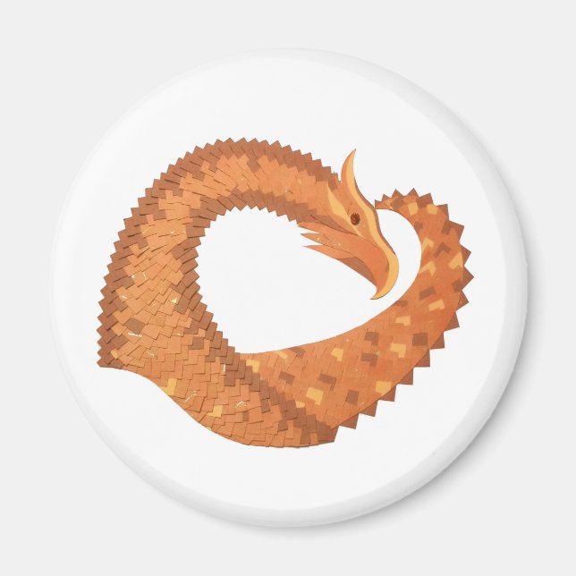 Orangefarbener Herzdrache in Weiß Magnet (Vorne)