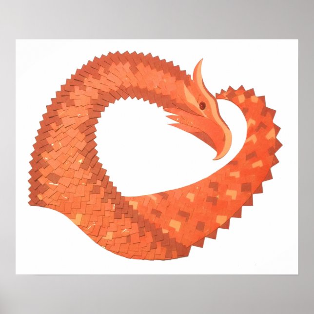 Orangefarbener Herzdrache Poster (Vorne)
