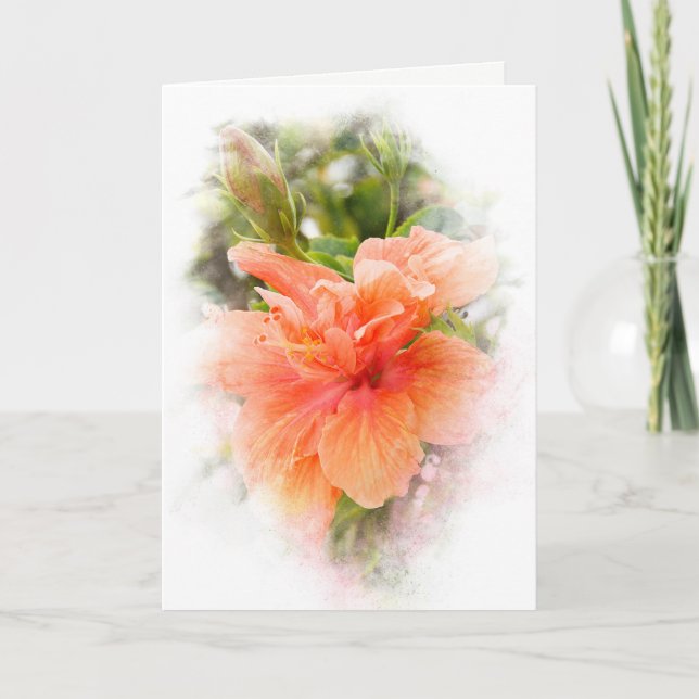 orangefarbener Hibiskus für Beileid Karte (Vorderseite)