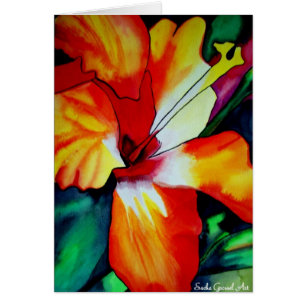 Orangefarbener Hibiskus Tropische Blume Aquarellku