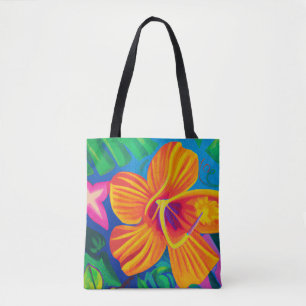 Orangefarbener Hibiskus Tropischer Totbeutel Tasche
