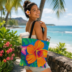 Orangefarbener Hibiskus Tropischer Totbeutel Tasche