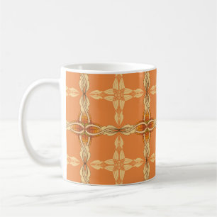 Orangefarbener Hintergrund mit wiederholten Stamme Kaffeetasse