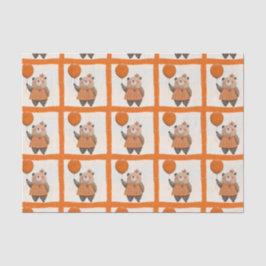 Orangefarbener Karierter Kleiderbär mit Haarbow Seidenpapier