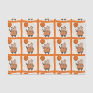 Orangefarbener Karierter Kleiderbär mit Haarbow Seidenpapier
