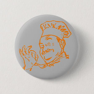 Orangefarbener Koch gezeichnet Button