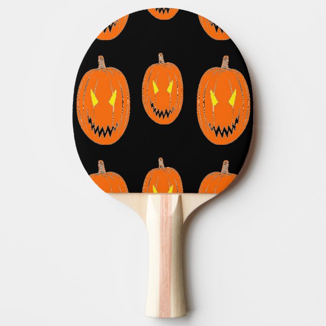 Orangefarbener Kürbis auf schwarz Tischtennis Schläger (Vorderseite)
