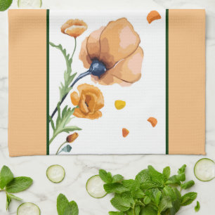 Orangefarbener Mohn Geschirrtuch
