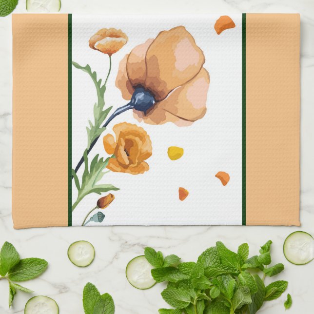 Orangefarbener Mohn Geschirrtuch (Gefaltet)