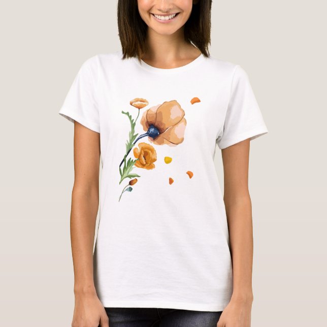 Orangefarbener Mohn T-Shirt (Vorderseite)