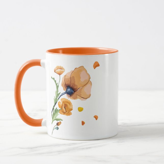 Orangefarbener Mohn Tasse (Links)