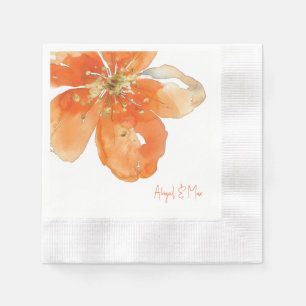 Orangefarbener Personalisierter Hochzeitscocktail Serviette