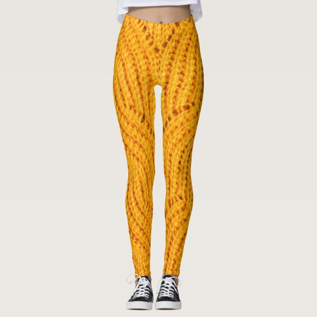 Orangefarbener Pullover, texturierter Hintergrund. Leggings (Vorderseite)