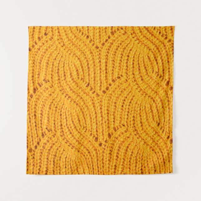 Orangefarbener Pullover, texturierter Hintergrund. Wandteppich (Vorderseite)