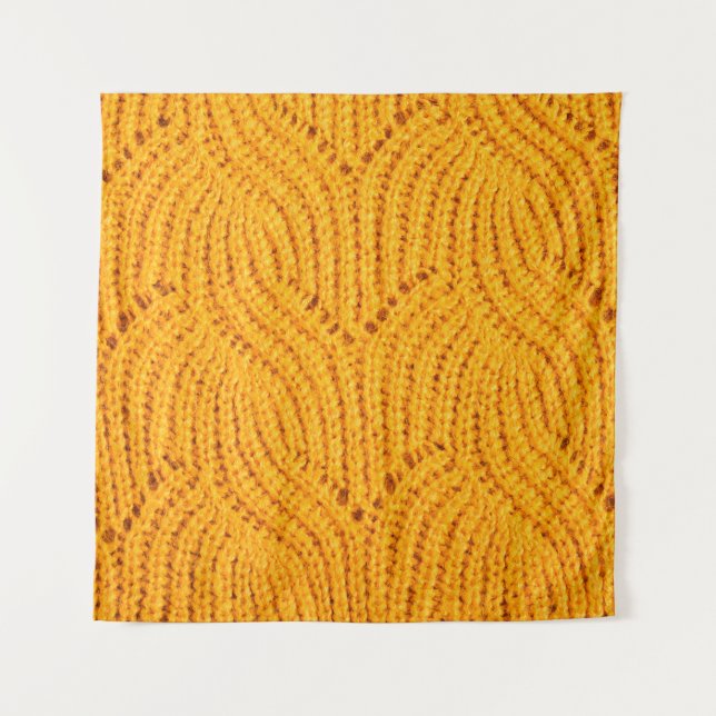 Orangefarbener Pullover, texturierter Hintergrund. Wandteppich (Vorderseite)