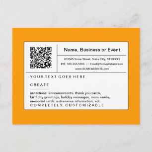 orangefarbener QR-Code Einladungspostkarte