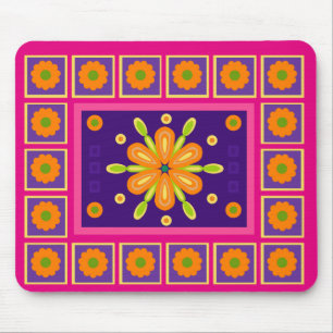 Orangefarbener Rahmen Blume Design Rosa Hintergrun Mousepad