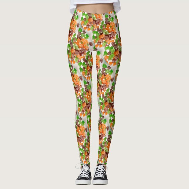 Orangefarbener Rotgummi Bonbons, bestreut Leggings (Vorderseite)