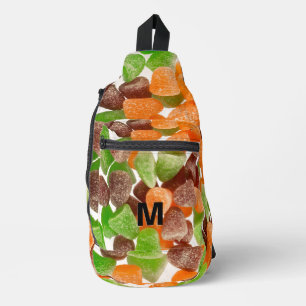 Orangefarbener Rotgummi Süßzucker Monogramm Crossbody Bag
