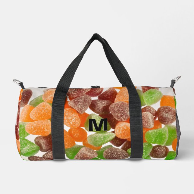 Orangefarbener Rotgummi Süßzucker Monogramm Duffle Bag (Vorderseite)