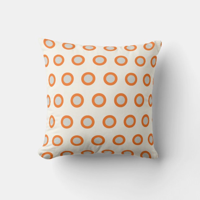 Orangefarbener Rundpunkt Retro-Design-Kissen Kissen (Vorderseite)
