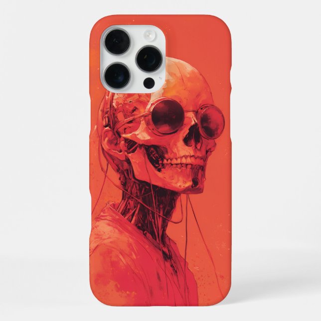 Orangefarbener Schädel iPhone 16 Pro Max Hülle (Rückseite)