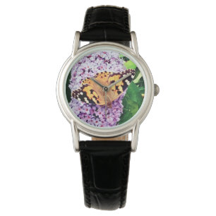 Orangefarbener Schmetterling Armbanduhr