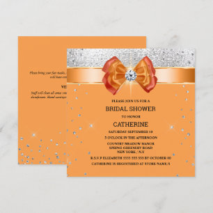 Orangefarbener silberner Glitzer mit elegantem, sc Einladung