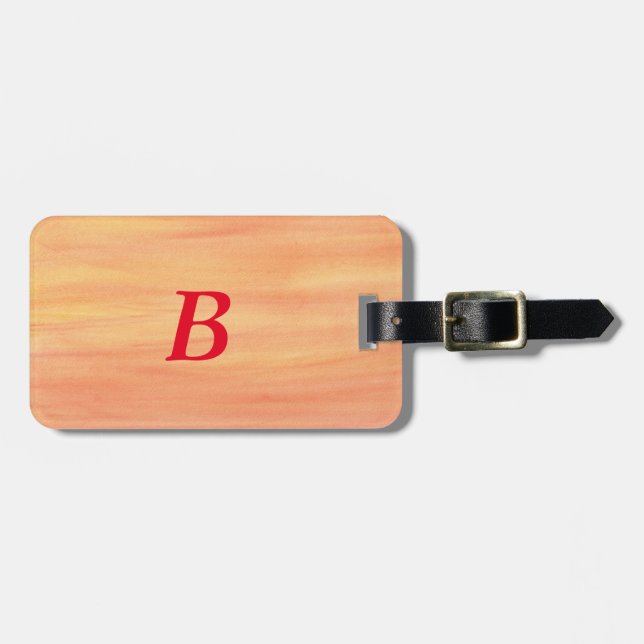 Orangefarbener Sonnenuntergang Blendet Monogramm-G Gepäckanhänger (Vorderseite horizontal)