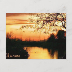 orangefarbener Sonnenuntergang mit Arizona-Text Postkarte