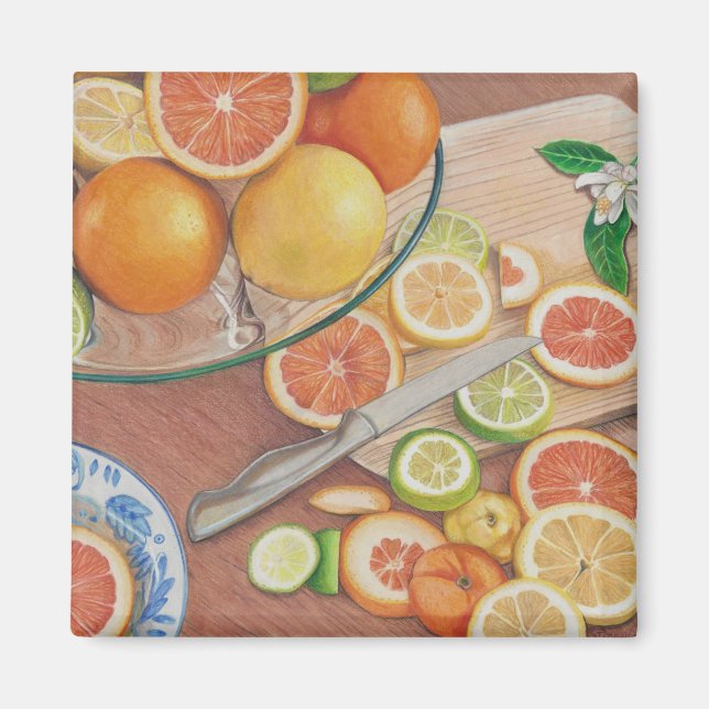 orangefarbener Stift, zeichnend Druck Magnet (Vorne)