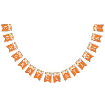 Orangefarbener Text Graduierungsparty FLAG