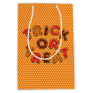 Orangefarbener Trick oder Behandlung Mittlere Geschenktüte