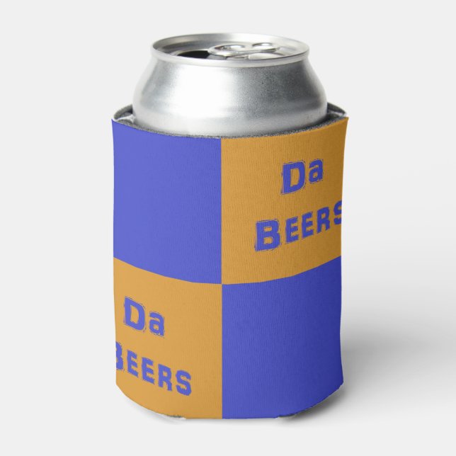 Orangefarbener und blauer "Da Beers" Getränkekühle Dosenkühler (Kanne Vorderseite)