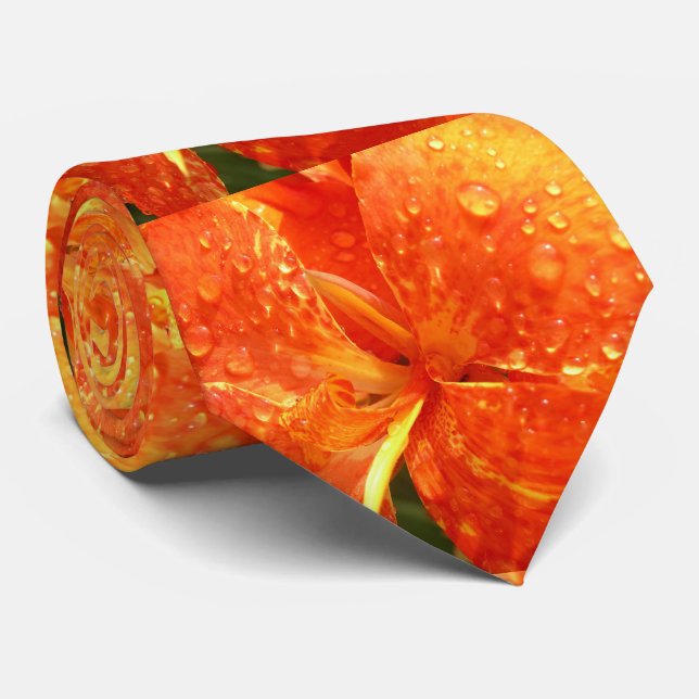 Orangefarbener und gelber Blumenstrauß Krawatte (Gerollt)
