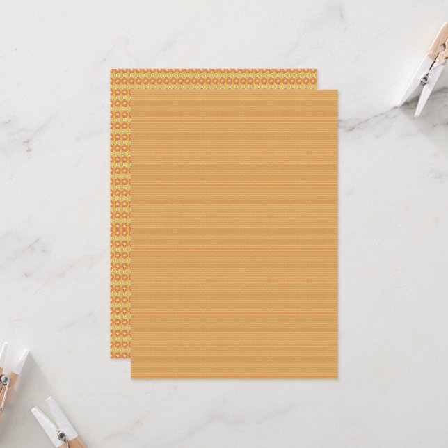 orangefarbener und gelber Hintergrund mit kleinen  Einladung (Vorderseite/Rückseite Beispiel)