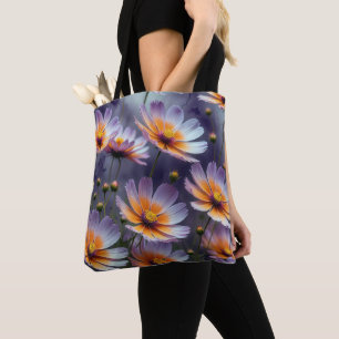 Orangefarbener und Lila Kosmos Abstrakt Tasche