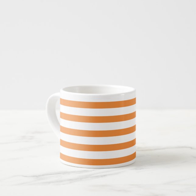 Orangefarbener und weißer Horizontalstreifen Espressotasse (Vorderseite Links)
