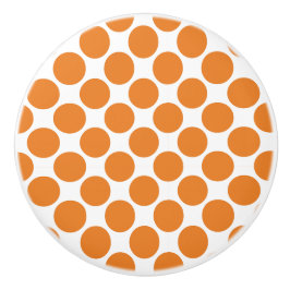 Orangefarbener und weißer Polka-Punkt-Keramik Keramikknauf
