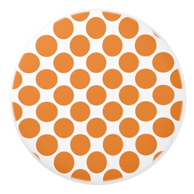 Orangefarbener und weißer Polka-Punkt-Keramik Keramikknauf (Vorderseite)