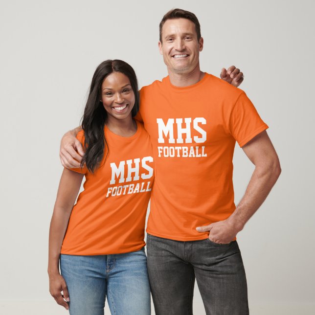 Orangefarbener und weißer Schulgeist Custom Footba T-Shirt (Unisex)