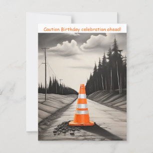 Orangefarbener und weißer Verkehrskegel Caution Ge Postkarte
