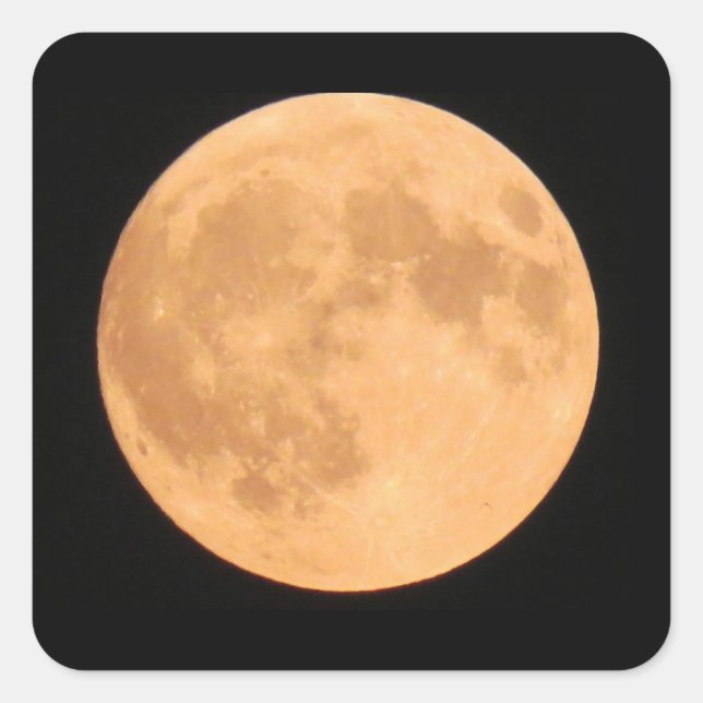Orangefarbener Vollmond Quadratischer Aufkleber (Vorderseite)